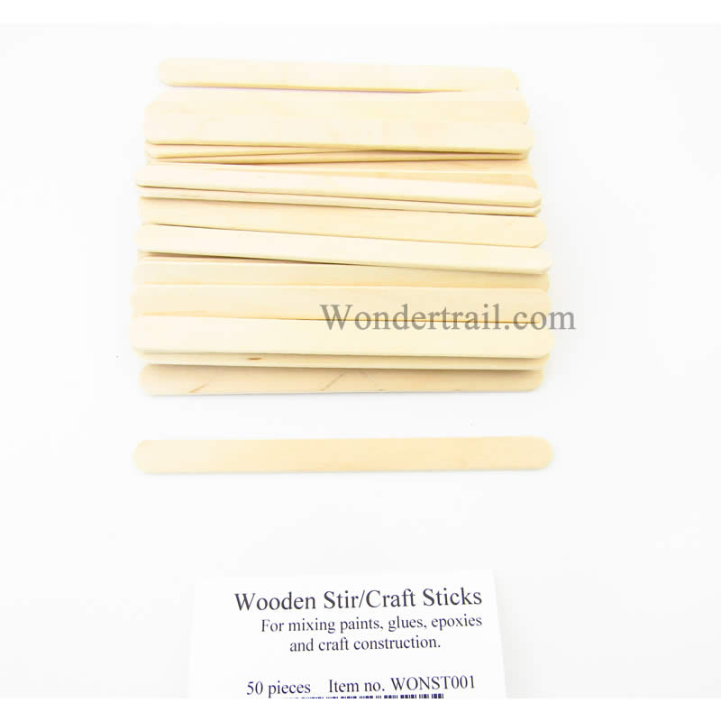WONST001 Wooden Stir or Craft Sticks Pack of 50 Wondertrail (ONLINE ORDER ONLY)