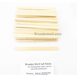 WONST001 Wooden Stir or Craft Sticks Pack of 50 Wondertrail (ONLINE ORDER ONLY)
