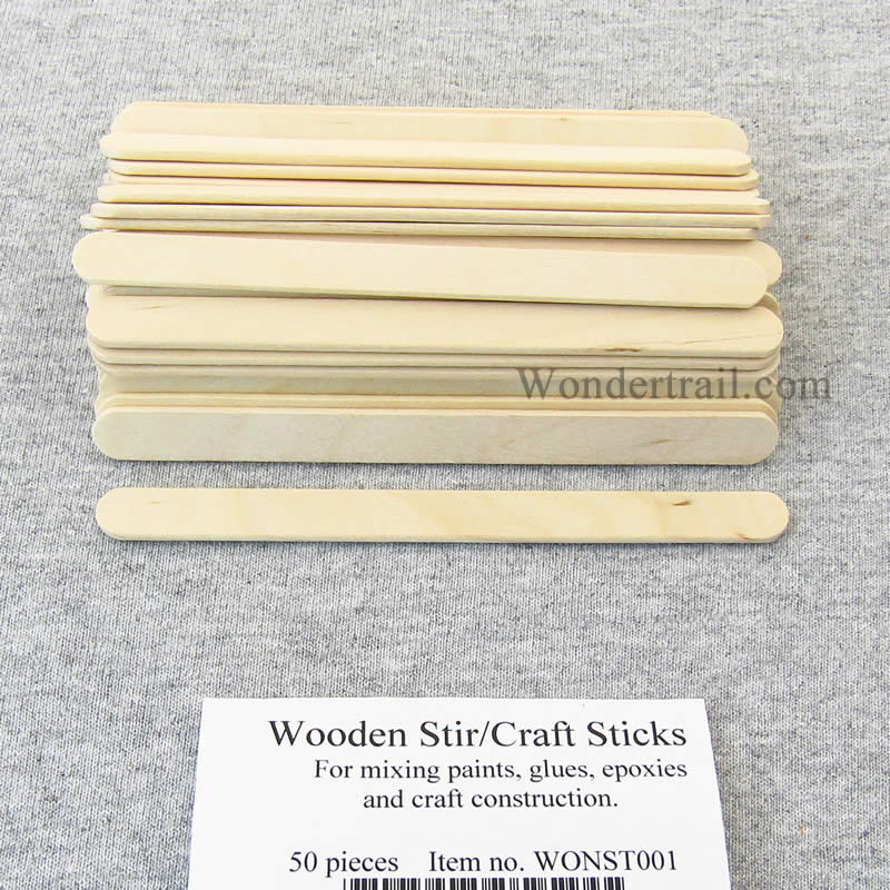WONST001 Wooden Stir or Craft Sticks Pack of 50 Wondertrail (ONLINE ORDER ONLY)