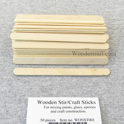 WONST001 Wooden Stir or Craft Sticks Pack of 50 Wondertrail (ONLINE ORDER ONLY)