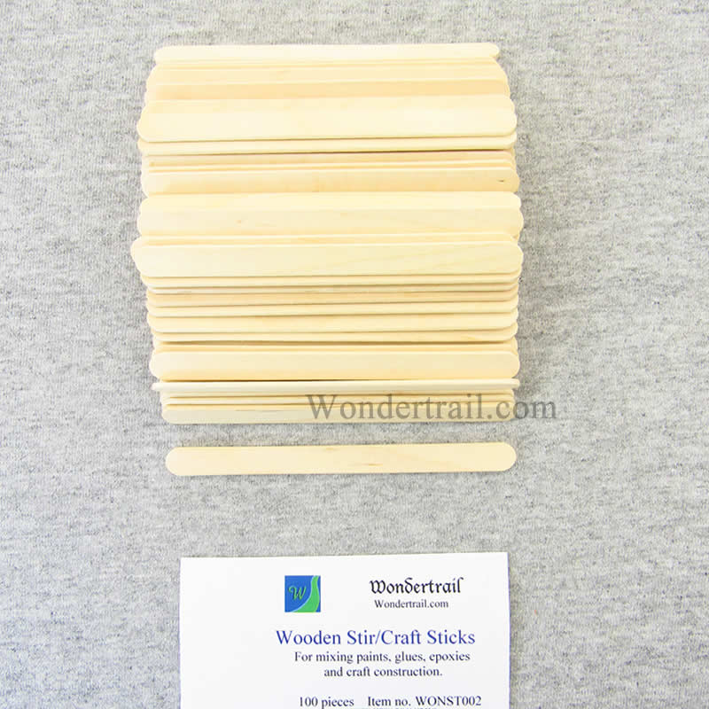 WONST002 Wooden Stir or Craft Sticks Pack of 100 Wondertrail (ONLINE ORDER ONLY)