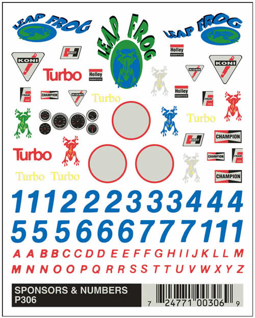 WOOP306 Sponsors and Numbers (4in x 5in) PineCar Decals (ONLINE ORDER ONLY)