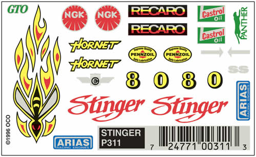 WOOP311 Stinger (4in x 2.5in) PineCar Decals (ONLINE ORDER ONLY)