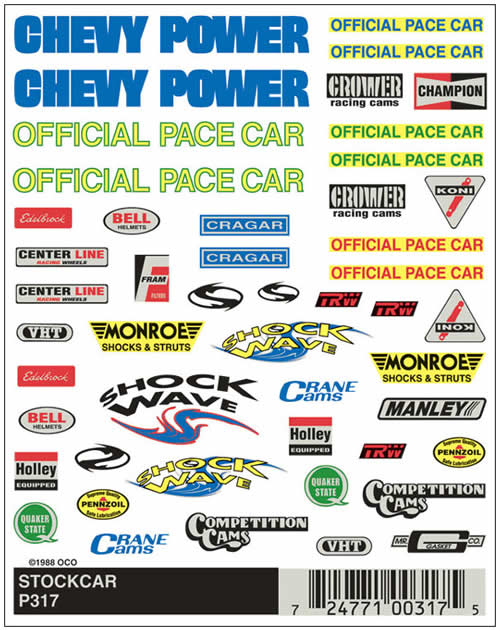 WOOP317 Stockcar (4in x 5in) PineCar Decals (ONLINE ORDER ONLY)