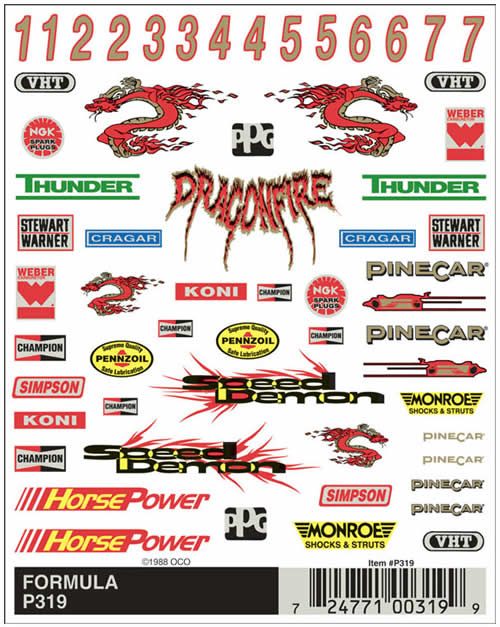 WOOP319 Formula (4in x 5in) PineCar Decals (ONLINE ORDER ONLY)