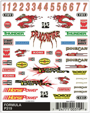 WOOP319 Formula (4in x 5in) PineCar Decals (ONLINE ORDER ONLY)