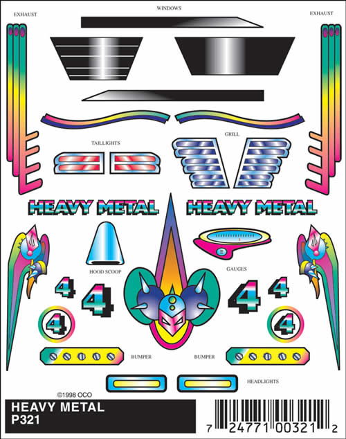 WOOP321 Heavy Metal (4in x 5in) PineCar Decals (ONLINE ORDER ONLY)