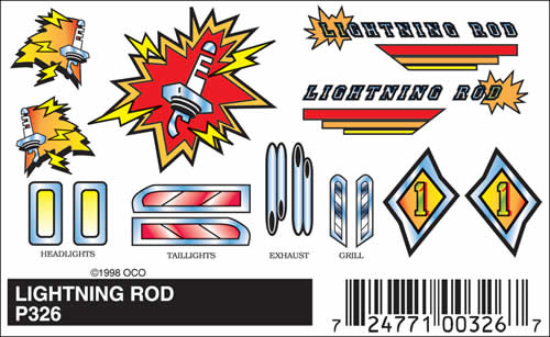 WOOP326 Lightning Rod (4in x 2.5in) PineCar Decals (ONLINE ORDER ONLY)