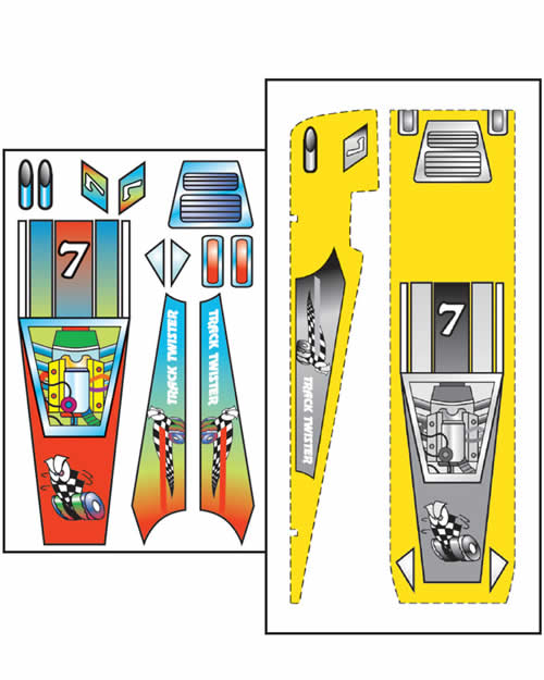 WOOP475 PineCar Track Twister Template with Decals (ONLINE ORDER ONLY)