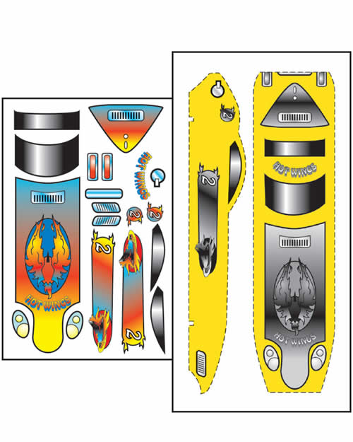 WOOP476 PineCar Hot Wings Template with Decals (ONLINE ORDER ONLY)