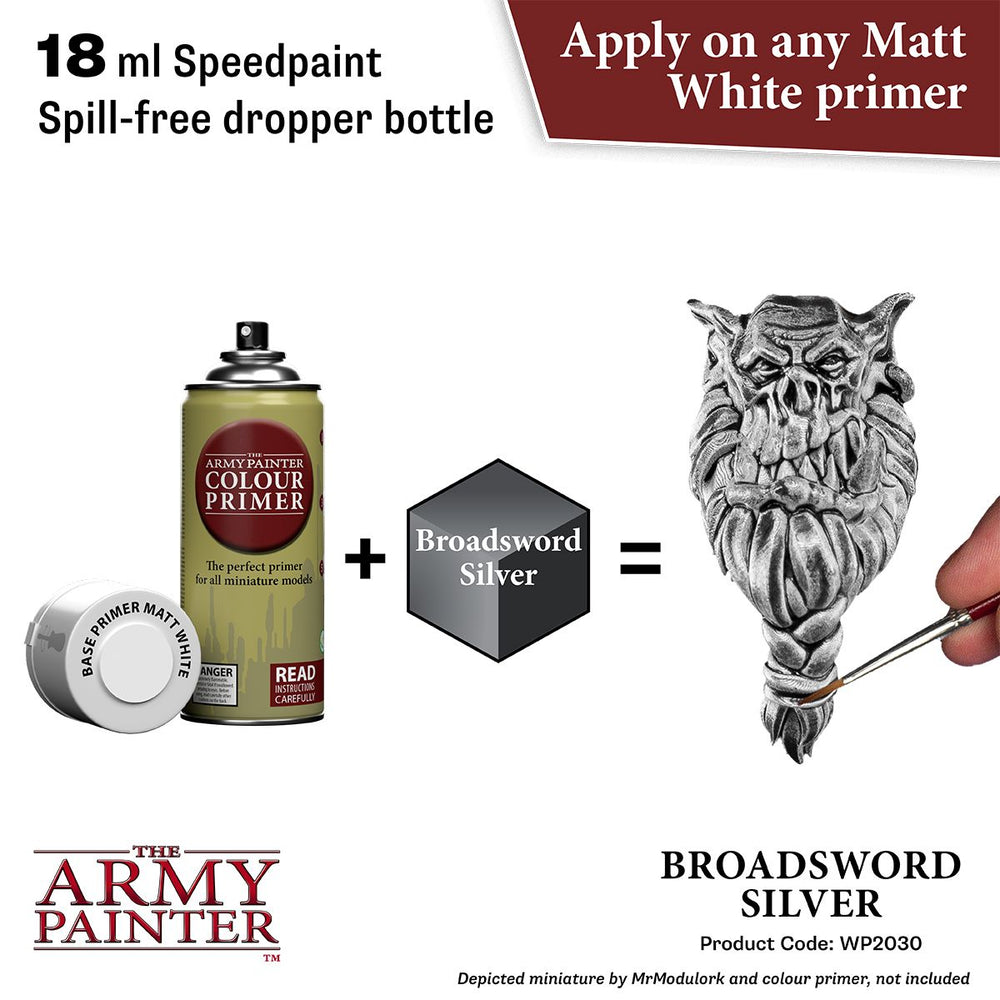 Army Painter Warpaints Speedpaint 2.0: Broadsword Silver 18ml (ONLINE ORDER ONLY)