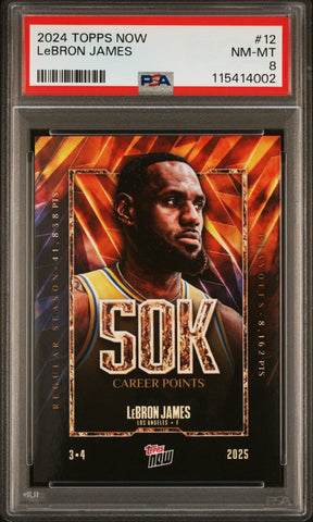 Graded 2024 Topps Now LeBron James #12 Basketball Card PSA 8 Near Mint (ONLINE ORDER ONLY)