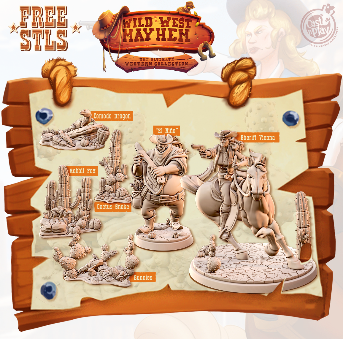 3D Printed Cast n Play Wild West Mayhem 28mm 32mm D&D (Online Only)