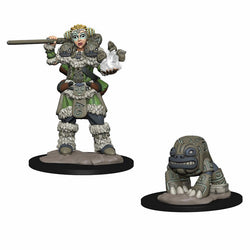 WZK73314 Girl Druid and Stone Creature Miniatures Pre-painted Minis (ONLINE ORDER ONLY)