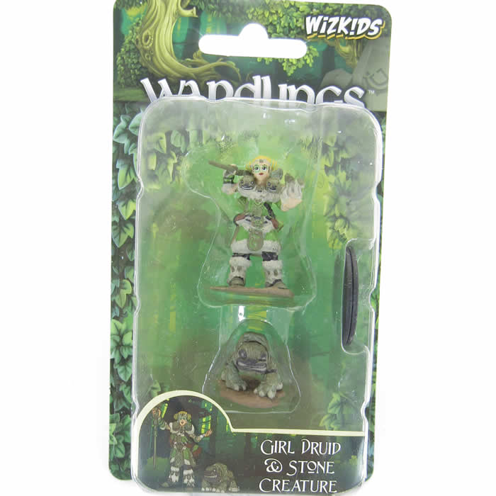 WZK73314 Girl Druid and Stone Creature Miniatures Pre-painted Minis (ONLINE ORDER ONLY)
