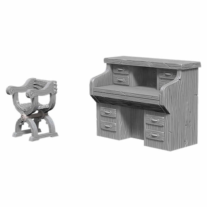 WZK73362 Desk and Chair Miniatures Wizkids Deep Cuts Unpainted (ONLINE ORDER ONLY)