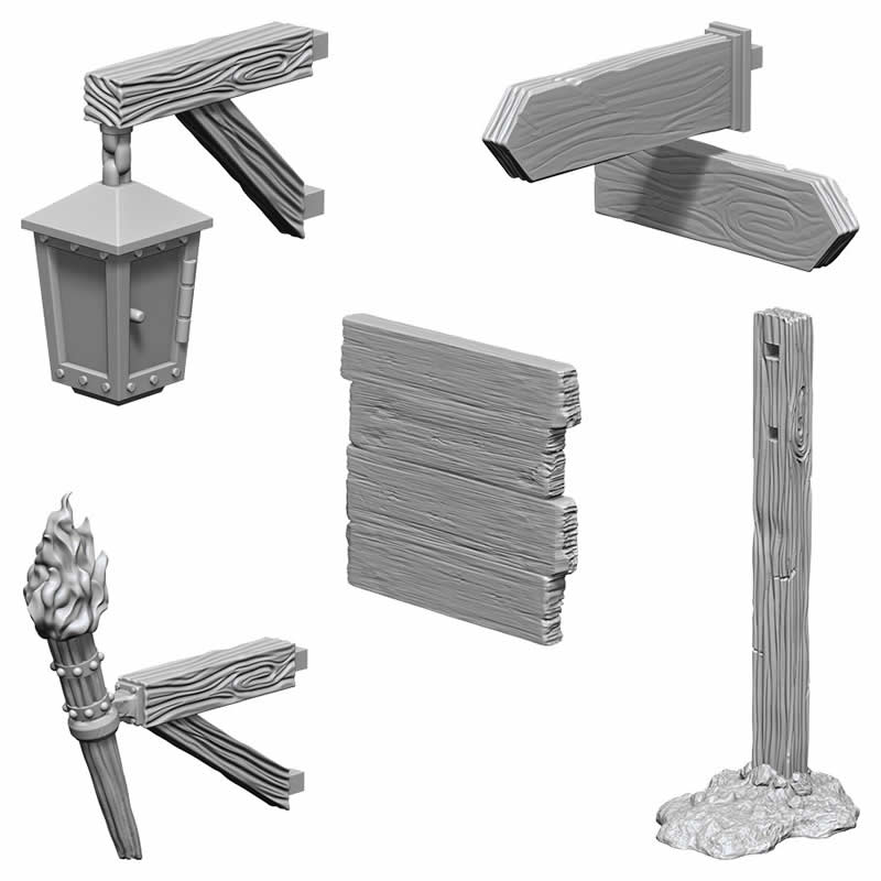 WZK73869 Signs and Lights Miniature Deep Cuts Unpainted Miniatures WizKids (ONLINE ORDER ONLY)