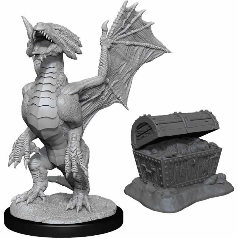 WZK90152 Brozne Dragon Wyrmling and Treasure Nozurs Marvelous Miniatures D&D Unpainted Miniatures (ONLINE ORDER ONLY)