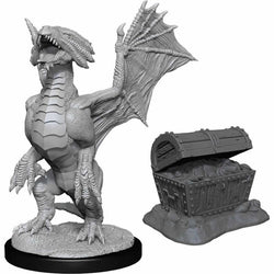 WZK90152 Brozne Dragon Wyrmling and Treasure Nozurs Marvelous Miniatures D&D Unpainted Miniatures (ONLINE ORDER ONLY)