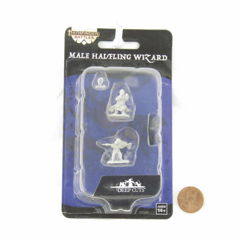WZK90260 Halfling Wizard Male Miniature Figure Pathfinder Battles Deep Cuts Unpainted Miniatures (ONLINE ORDER ONLY)