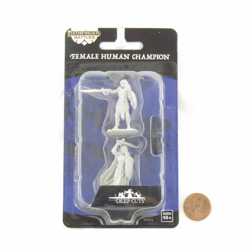 WZK90264 Human Champion Female Miniature Figure Pathfinder Battles Deep Cuts Unpainted Miniatures (ONLINE ORDER ONLY)
