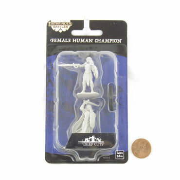 WZK90264 Human Champion Female Miniature Figure Pathfinder Battles Deep Cuts Unpainted Miniatures (ONLINE ORDER ONLY)