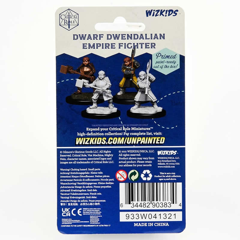 WZK90383 Dwarf Dwendalian Fighter Female Unpainted Miniatures Critical Role Series Figures (ONLINE ORDER ONLY)