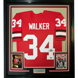 Framed Facsimile Autographed Herschel Walker 35x39 Georgia Red Reprint Laser Auto College Football Jersey (ONLINE ORDER ONLY)