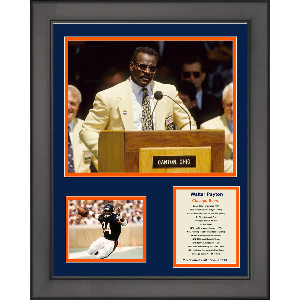 Framed Walter Payton Hall of Fame Chicago Bears 11"x14" Football Three Photo Collage (ONLINE ORDER ONLY)