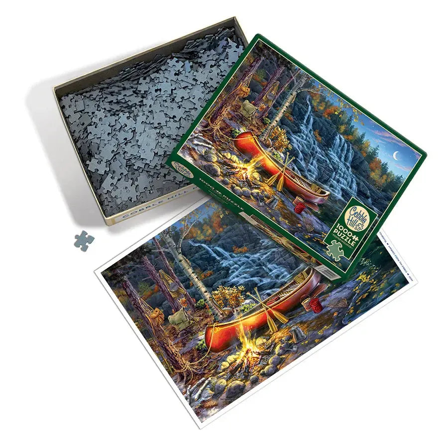 Waterfall Camp 1000 Piece Jigsaw Puzzle Cobble Hill