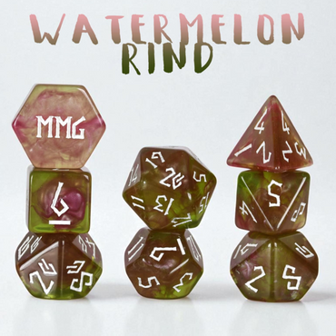 Watermelon Rind Resin Dice Set (ONLINE ORDER ONLY)