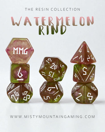 Watermelon Rind Resin Dice Set (ONLINE ORDER ONLY)