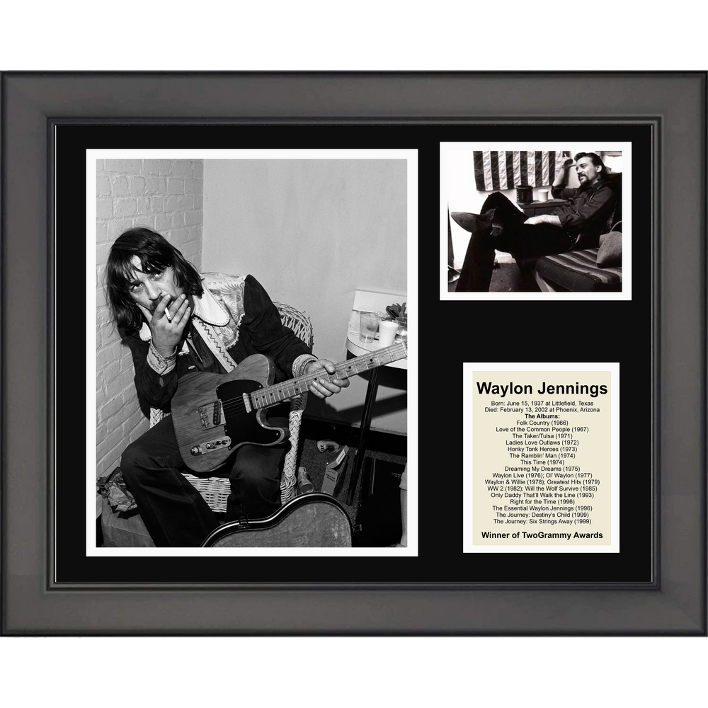 Framed Waylon Jennings 11"x14" Music Three Photo Collage #2 (ONLINE ORDER ONLY)