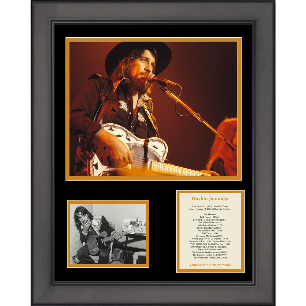 Framed Waylon Jennings 11"x14" Music Three Photo Collage (ONLINE ORDER ONLY)