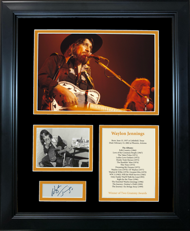 Framed Waylon Jennings Facsimile Laser Engraved Signature Auto 11"x14" Music Photo Sig Collage (ONLINE ORDER ONLY)