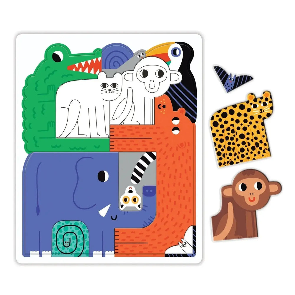 We Go Together Jungle 10 Shaped Piece Jigsaw Tray Puzzle Mudpuppy