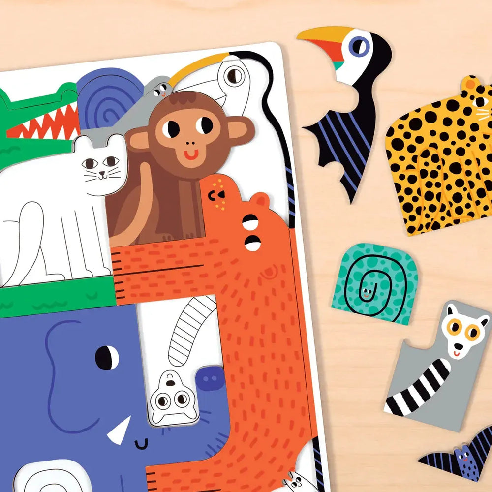 We Go Together Jungle 10 Shaped Piece Jigsaw Tray Puzzle Mudpuppy