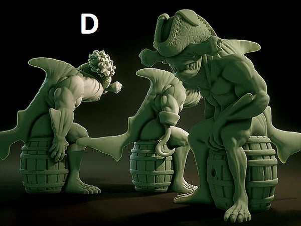 3D Printed Nafarrate Wereshark Lovecraftian Bestiary 28 32 mm D&D (Online Only)