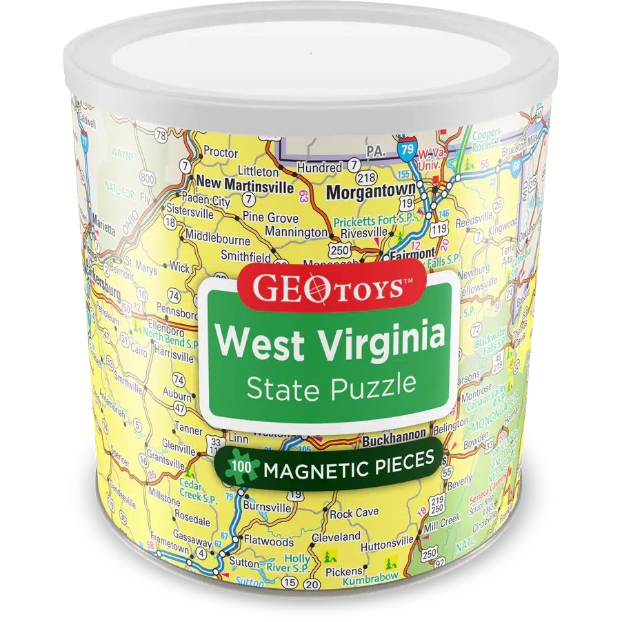 West Virginia State 100 Piece Magnetic Jigsaw Puzzle Geotoys (ONLINE ORDER ONLY)