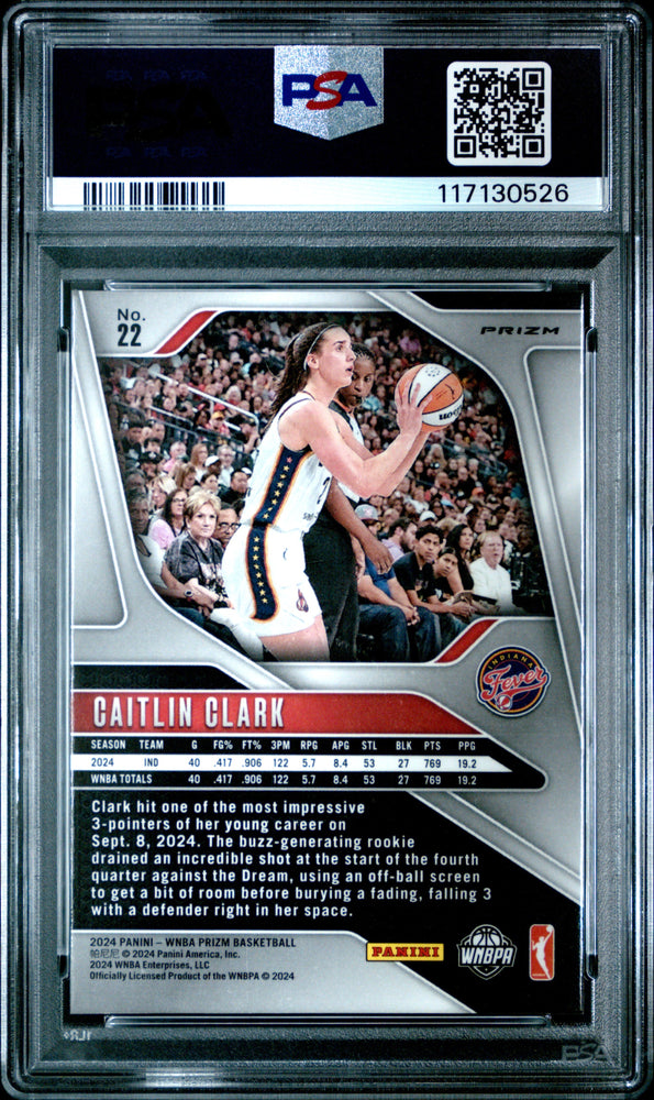 Graded 2024 Panini Prizm Caitlin Clark #22 Ice Rookie RC Basketball Card PSA 10 Gem Mint (ONLINE ORDER ONLY)