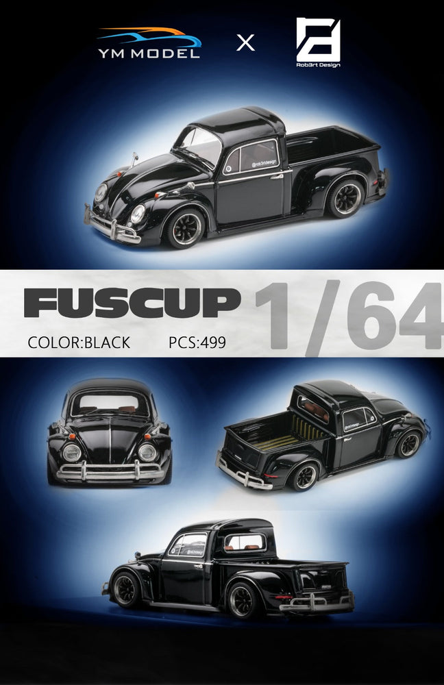 YM Model X Robert Design Volkswagen Beetle Pickup Truck FUSCUP in Black 1:64 Limited to 499 Pcs (ONLINE ORDER ONLY)