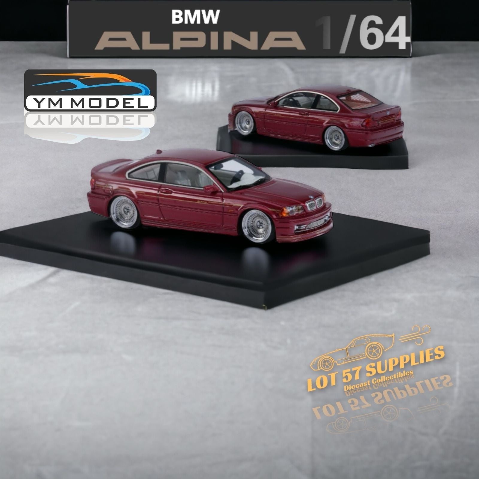 YM Model x SONGS BMW E46 Alpina B3 in Deep Wine Red Limited to 249 Pcs 1:64 (ONLINE ORDER ONLY)