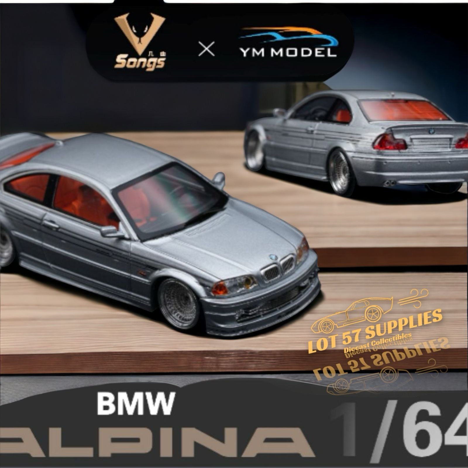 YM Model x SONGS BMW E46 Alpina B3 in Titan Silver Limited to 249 Pcs 1:64 (ONLINE ORDER ONLY)