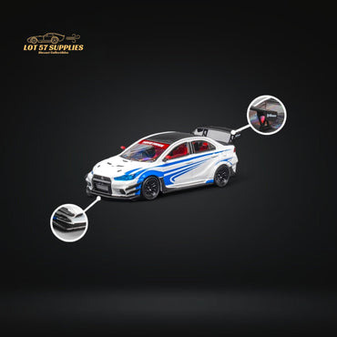 CM Model Mitsubishi Evolution X Varis White Blue Stripes 1:64 CM64-EVOX-09 (ONLINE ORDER ONLY)