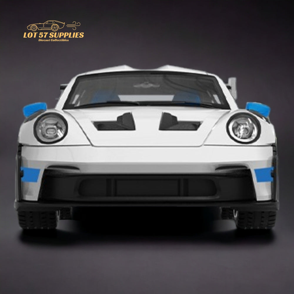 TPC Porsche 911 992 GT3 RS White With Blue Wheels Ordinary Version 1:64 (ONLINE ORDER ONLY)