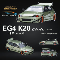 (Pre-Order) YM Model Honda Civic Pandem EG4 K20 Modified Bronze Green 1:64 Limited to 399 PCS (ONLINE ORDER ONLY)