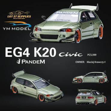 (Pre-Order) YM Model Honda Civic Pandem EG4 K20 Modified Bronze Green 1:64 Limited to 399 PCS (ONLINE ORDER ONLY)