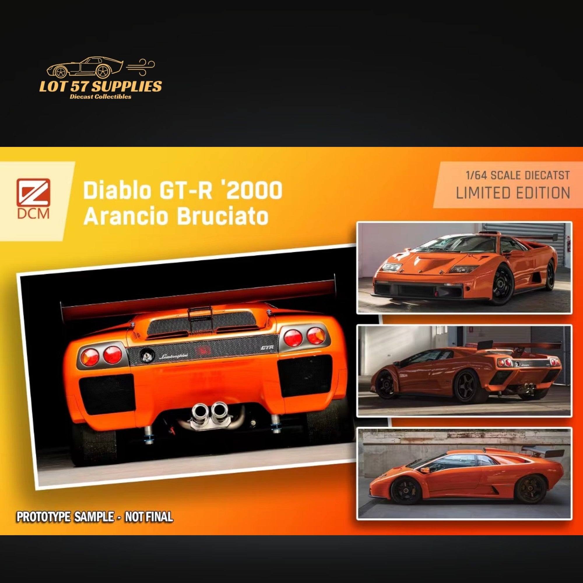 (Pre-Order) DCM Lamborghini Diablo GT-R Orange Diecast Model 1:64 Limited to 500 Pcs (ONLINE ORDER ONLY)
