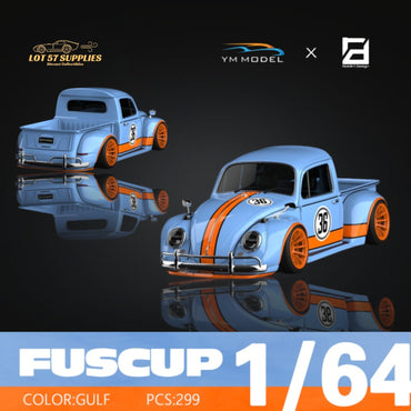 (Pre-Order) YM Model X Robert Design Volkswagen Beetle Pickup Truck FUSCUP in Gulf Livery 1:64 Limited to 299 Pcs (ONLINE ORDER ONLY)