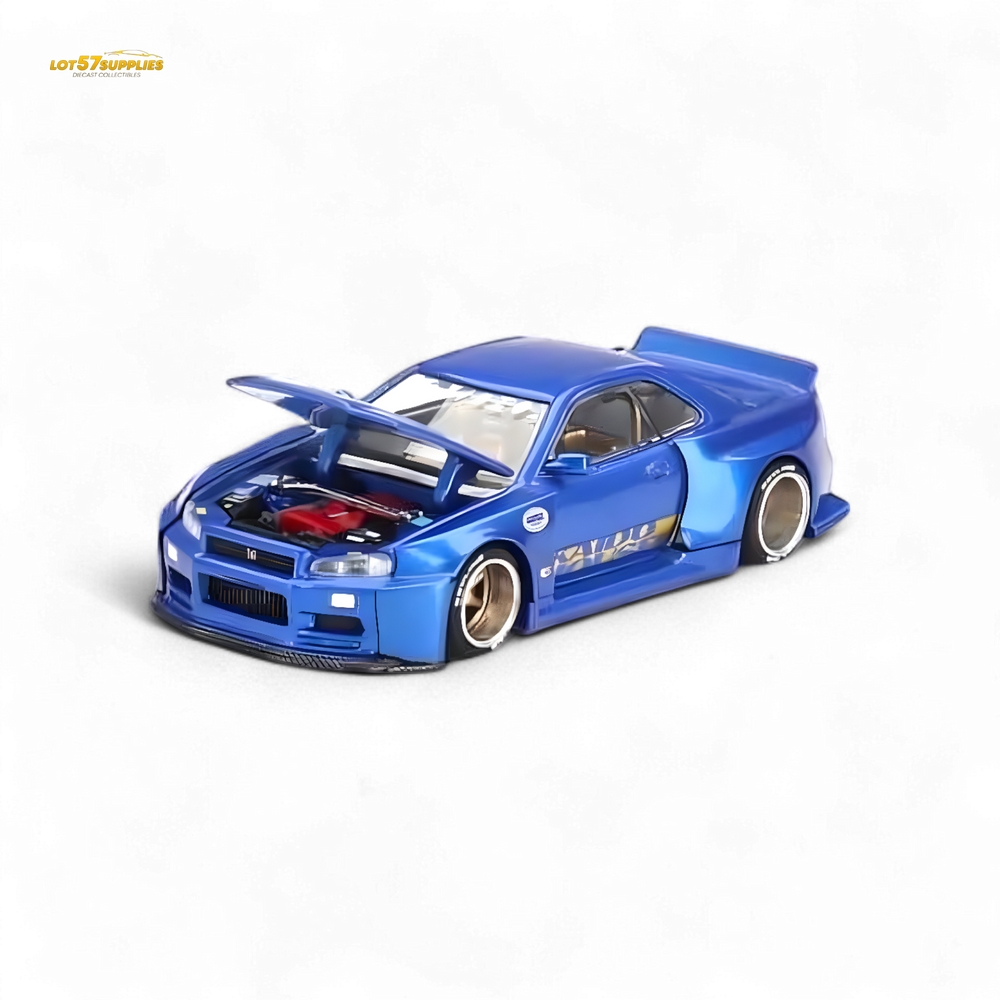 Mini GT x Kaido House Nissan Skyline GT-R R34 V2 SHINJUKU BLUE 1:64 (ONLINE ORDER ONLY)